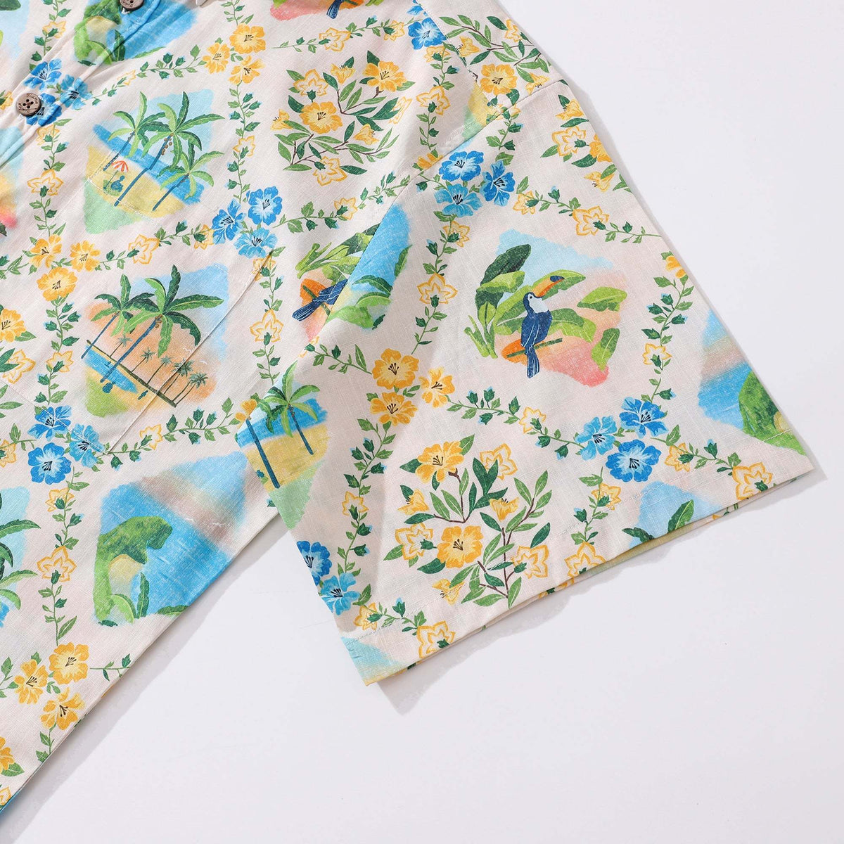 Hawaiian Shirt For Men Hawaiian Scenery Button-down Shirt Short Sleeve 100% Cotton Shirt By Sherry