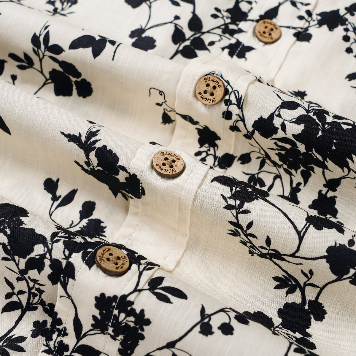 Men's Hawaiian Shirt Short Sleeve Button-down 100% Cotton Beige Aloha Ink Vine Whisper By Sylvia