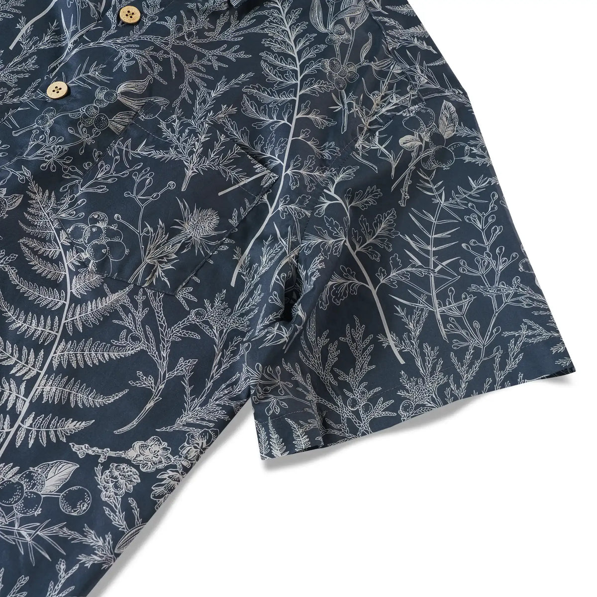 LeosWare® Men's Hawaiian Shirt Short Sleeve Button-up 100% Cotton Blue Aloha Enchanted Fern Grove Journal By Ann