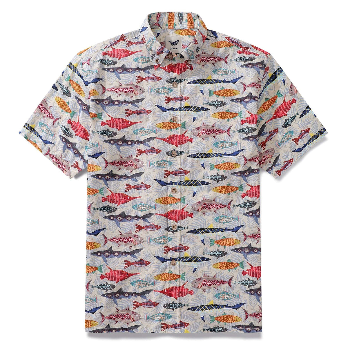 Yiume Fishing Shirt Hawaiian Shirt For Men 100% Cotton Button-down Short Sleeve Aloha Shirt Childhood Doodles By Sun