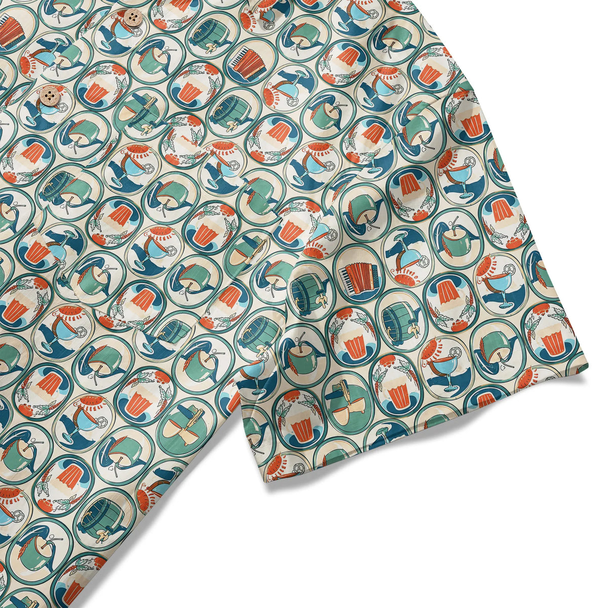 LeosWare® Men's Hawaiian Shirt Short Sleeve Button-up 100% Cotton Aloha Beer Festival Oval Motif By Ann