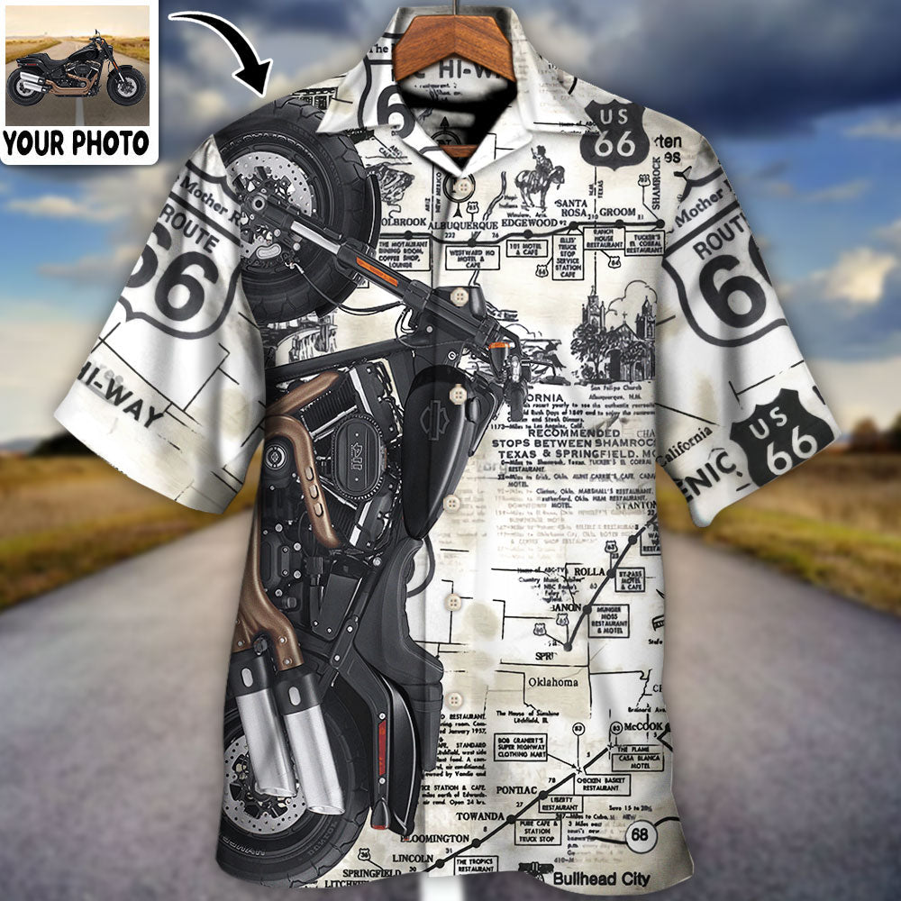 Motorcycle Biker Happy Ride No Road Is To Long Custom Photo - Hawaiian Shirt