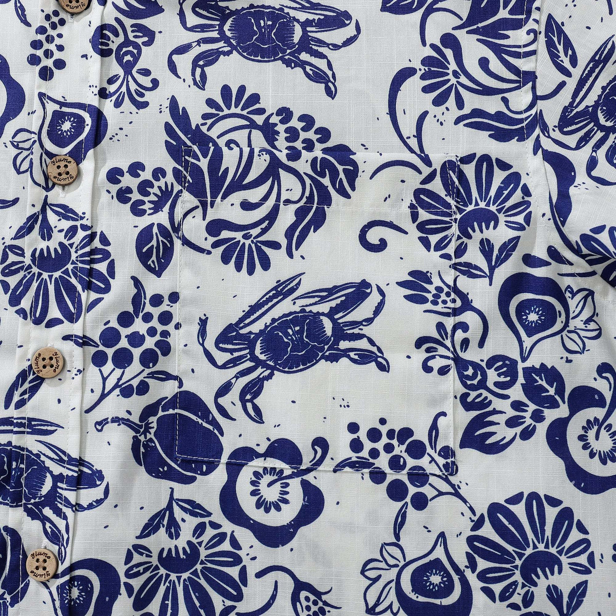 Yiume Men's Retro Hawaiian Shirt Blue Batik Style Shirt 100% Cotton Short Sleeve Button-Down Wrinkle Free Shirt By Evan