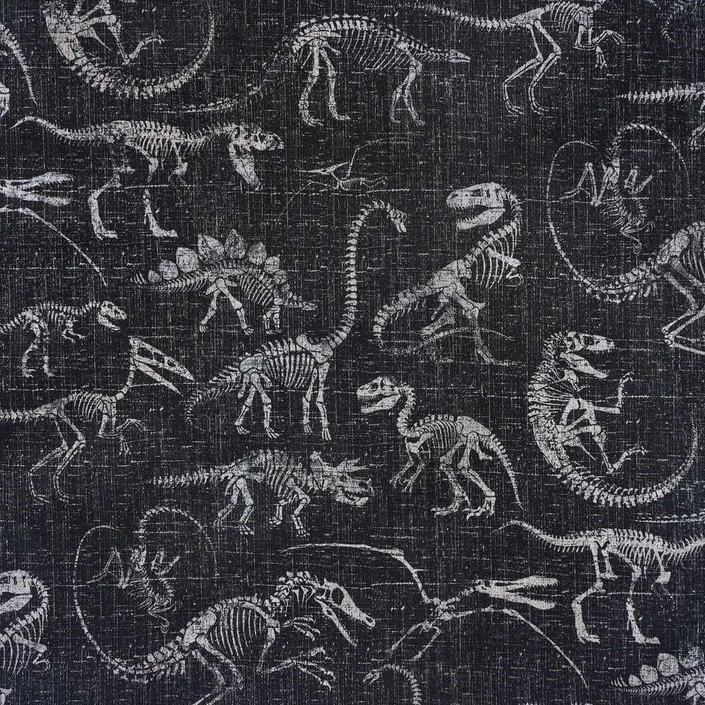 Men's Hawaiian Shirt Short Sleeve Button-down 100% Cotton Black Aloha Dinosaur Fossil Imprint By DUDU
