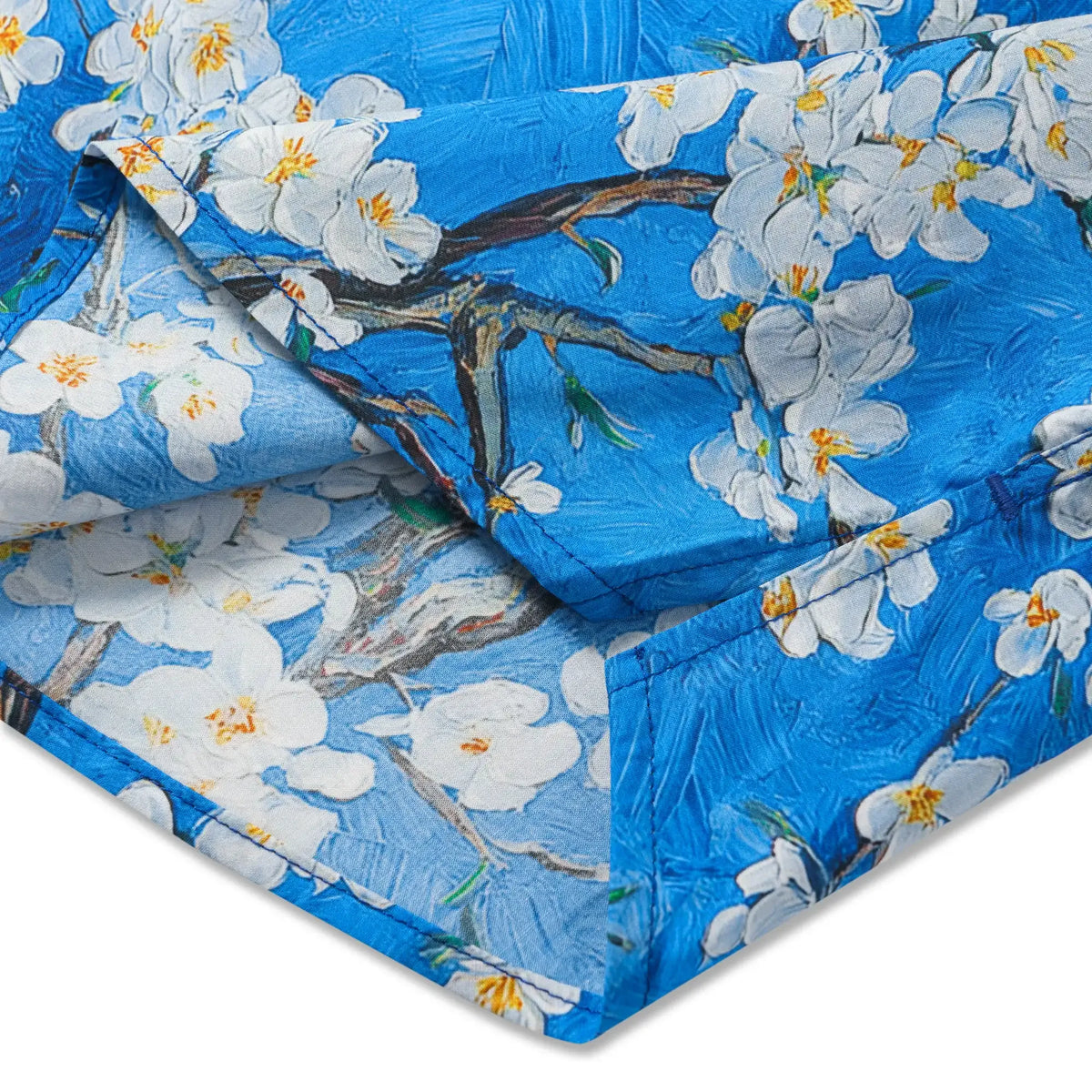 LeosWare® Men's Hawaiian Shirt Short Sleeve Button-up 100% Cotton Blue Aloha White Above Deep Blue By Huan huan