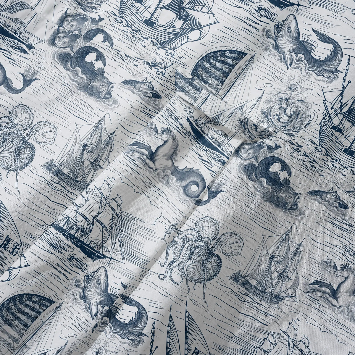 LeosWare® Myth Men's Hawaiian Shirt Short Sleeve Button-up 100% Cotton Blue Aloha Antiquity Sea Expedition By Ann