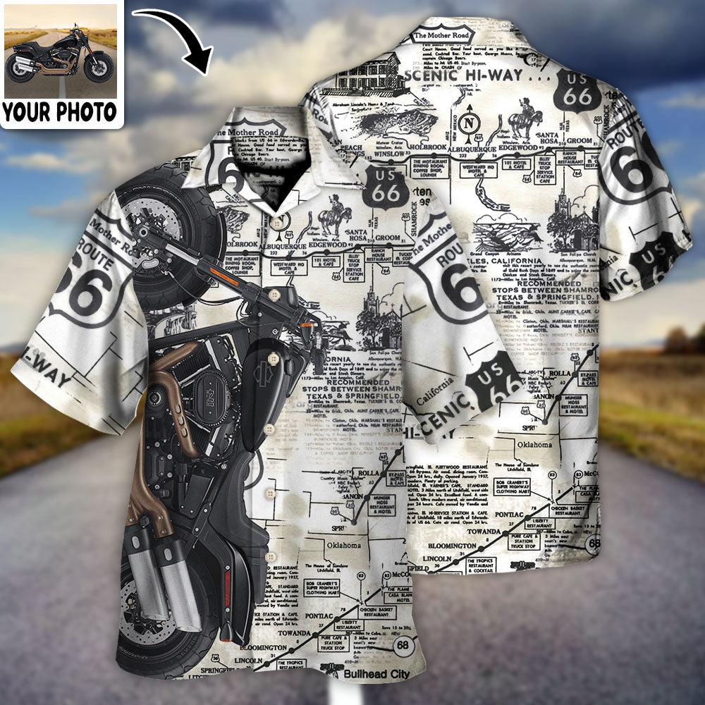 Motorcycle Biker Happy Ride No Road Is To Long Custom Photo - Hawaiian Shirt