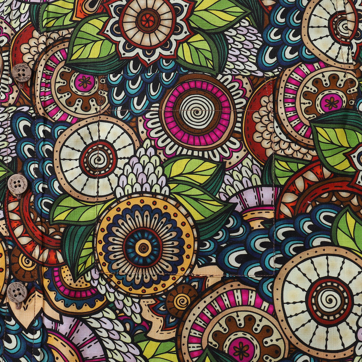 Mandala Hawaiian Shirt For Men Bohemian Florals Print Shirt Button-down Short Sleeve 100% Cotton Shirt By Cigar
