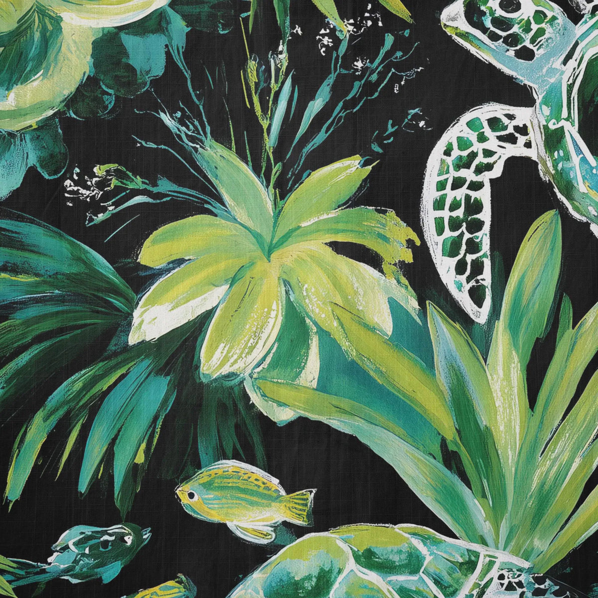 LeosWare® Men's Hawaiian Shirt Short Sleeve Button-up 100% Cotton Green Aloha Deep Sea Green Reflection By Ann