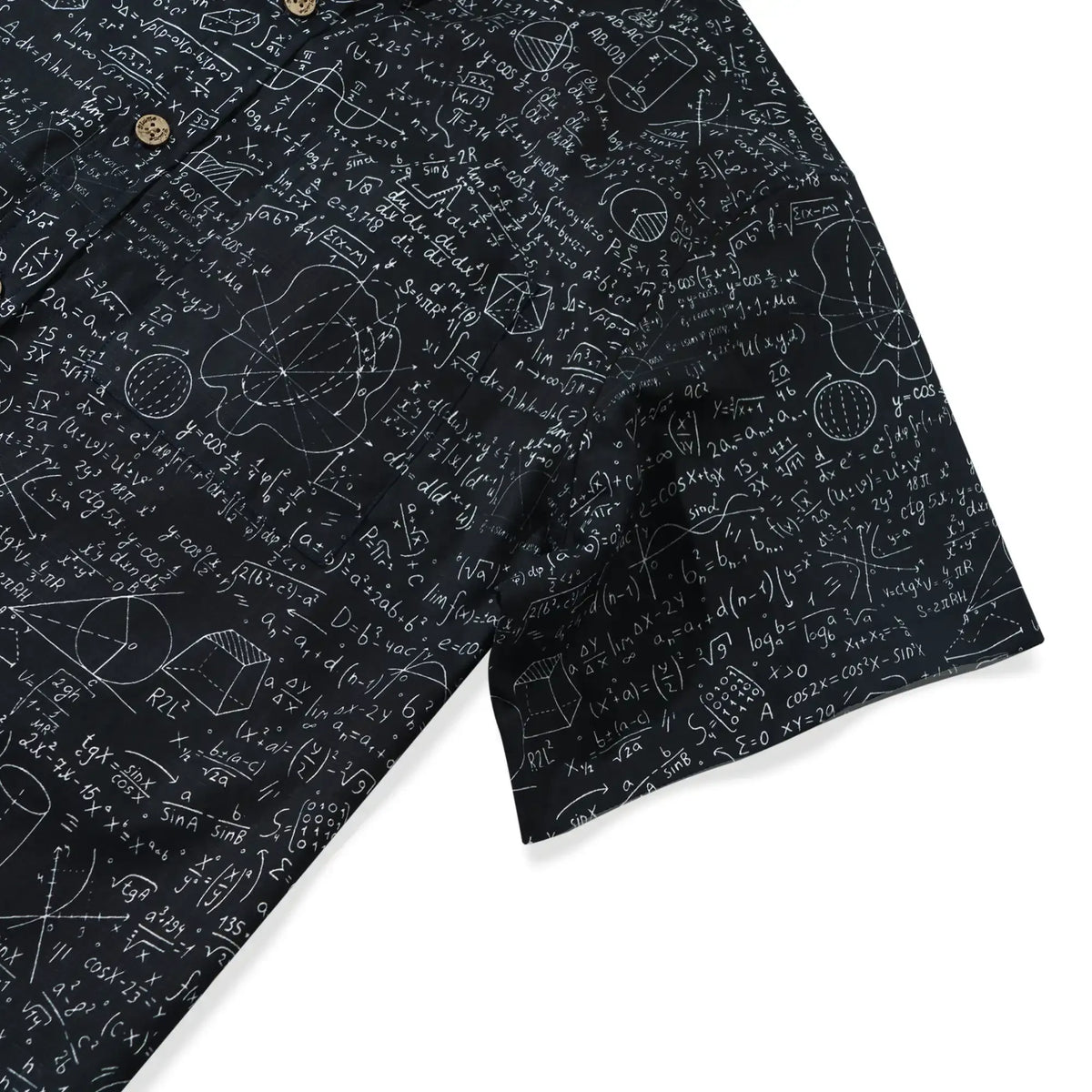 Geek Chic Men's Hawaiian Shirt Short Sleeve Button-down 100% Cotton Black Aloha The Problem Solver Math Formula Physics Equation Science Chalkboard By Yana