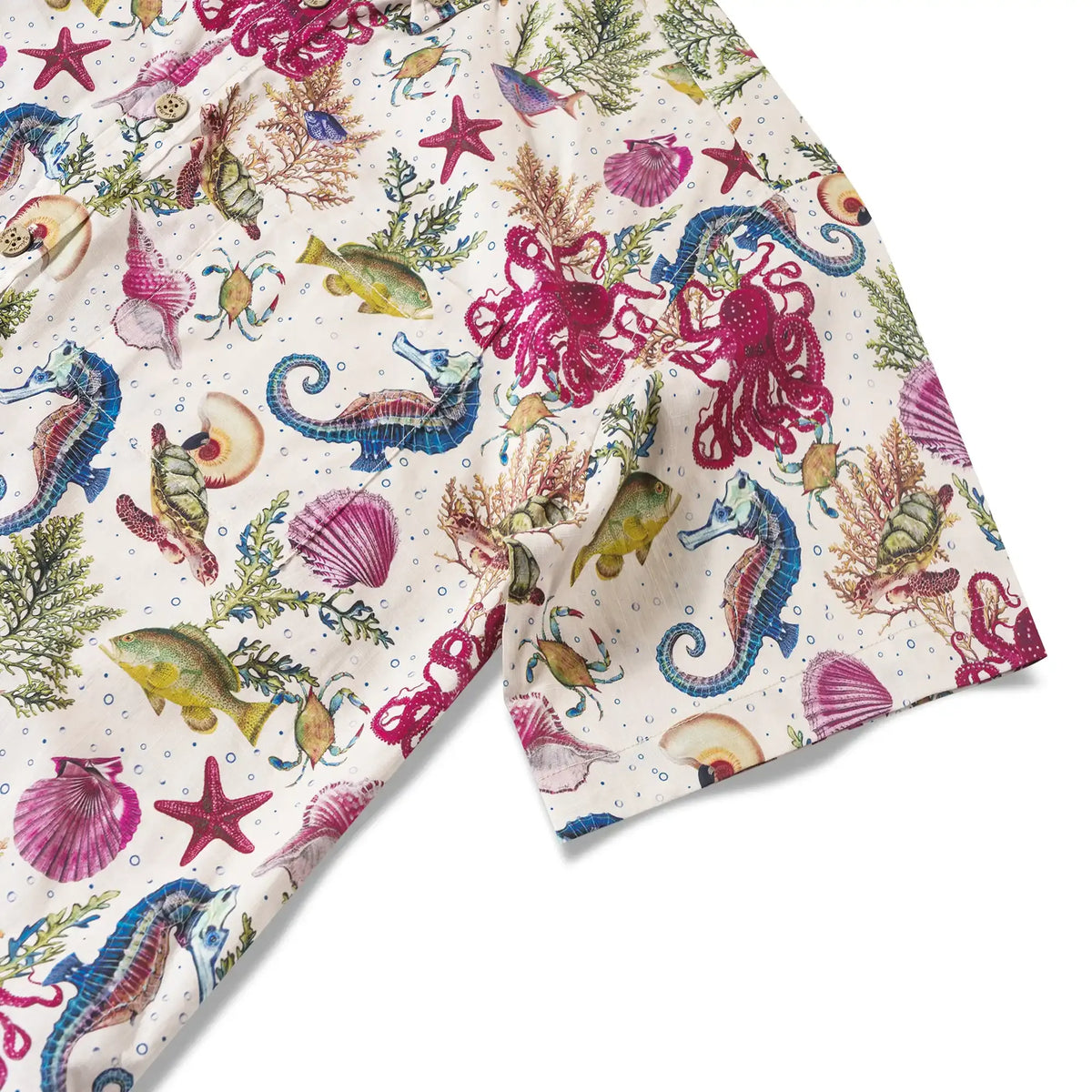 Yiume® Hawaiian Shirt For Men Shirt 100% Cotton Hawaiian Shirt Red Marine Life By Amy