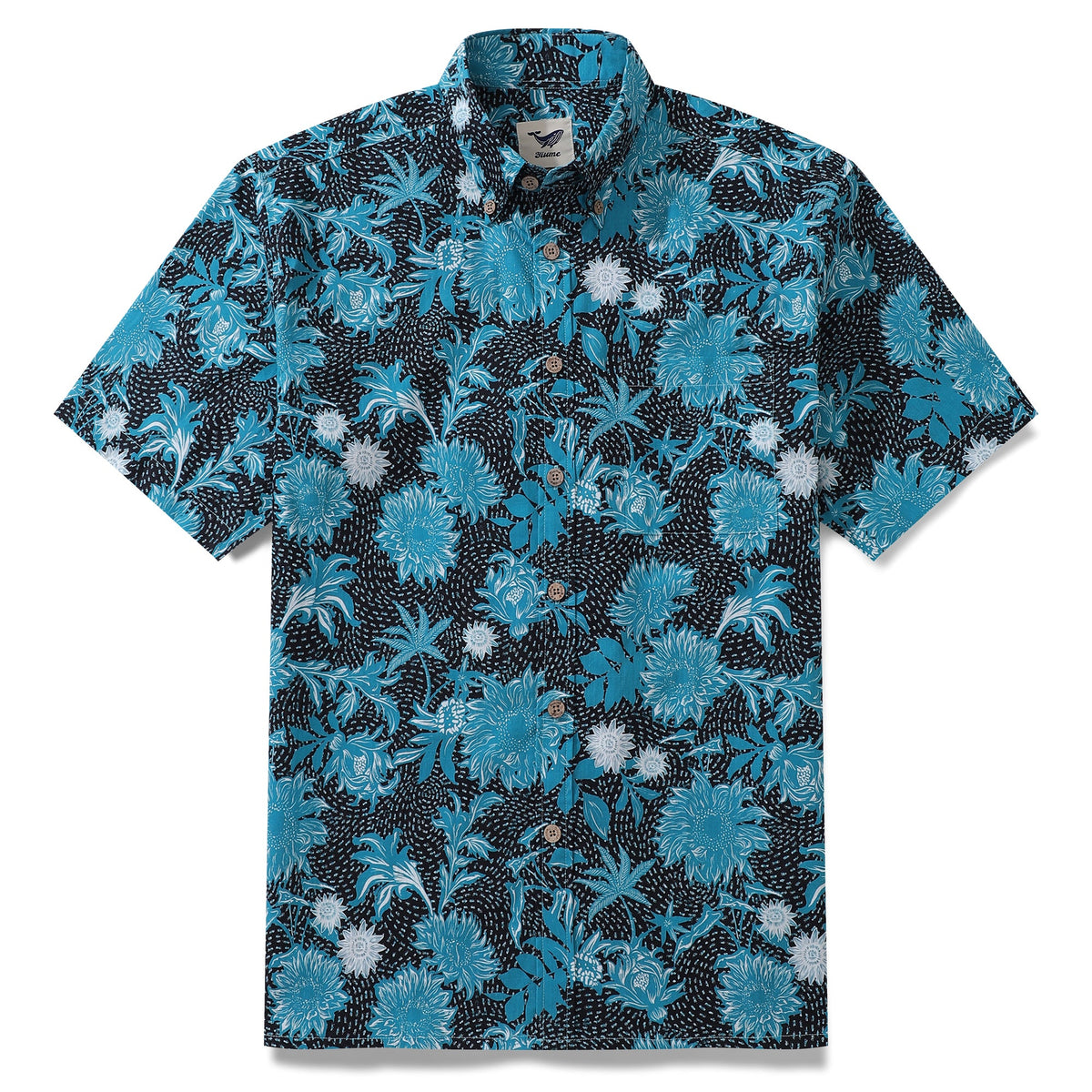 Hawaiian Shirt For Men Sunflower Sea Button-down Shirt Short Sleeve 100% Cotton Shirt By Sherry