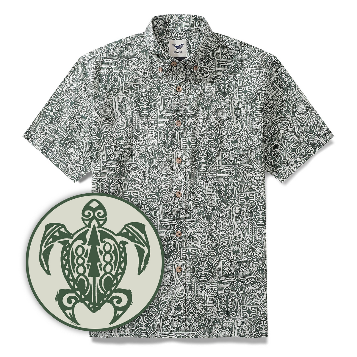 Tiki Shirt Men's Vintage Hawaiian Shirt Cotton Button-down Short Sleeve Aloha Shirt Guardian Totem By Sun