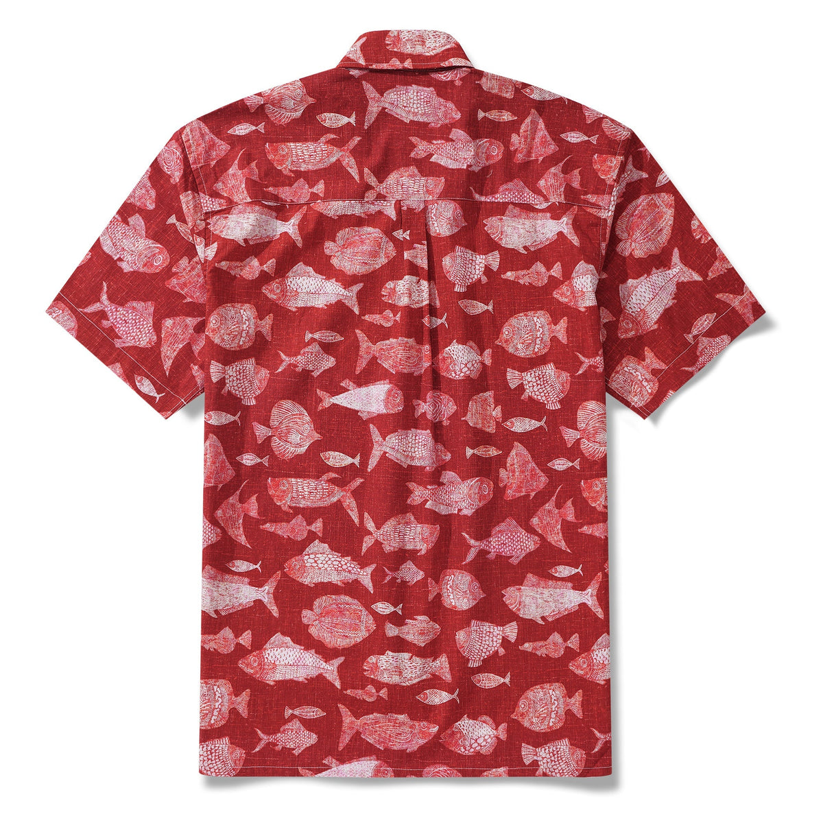 Men's Red Fish Hawaiian Shirt 100% Cotton Button-down Short Sleeve Aloha Shirt For Gift By Huan huan