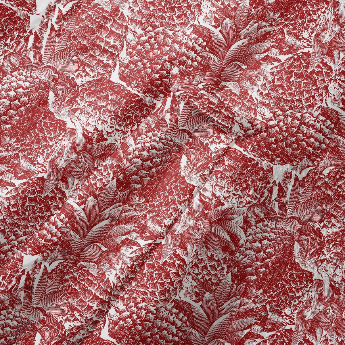 Chemise Hawaïenne à Manches Courtes LeosWare® pour Homme 100% Coton Rouge Aloha Ananas Rouge Linogravure Par Ann