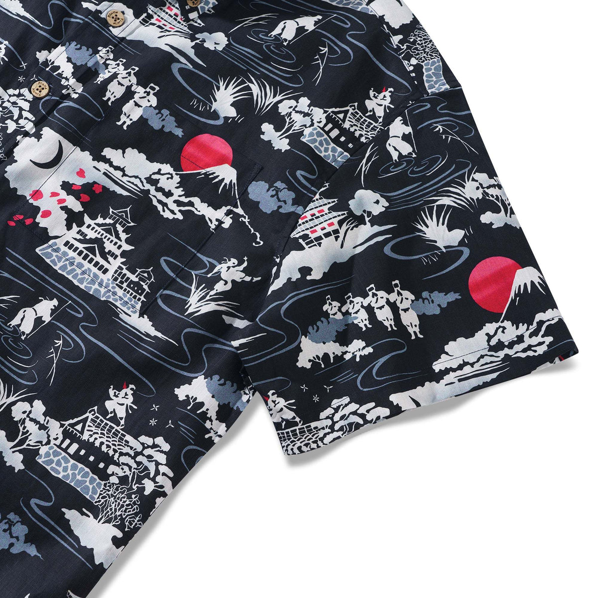 Ninja 100% Cotton Men's Short Sleeve Button-down Shirt White Aloha Hawaiian By Yakima