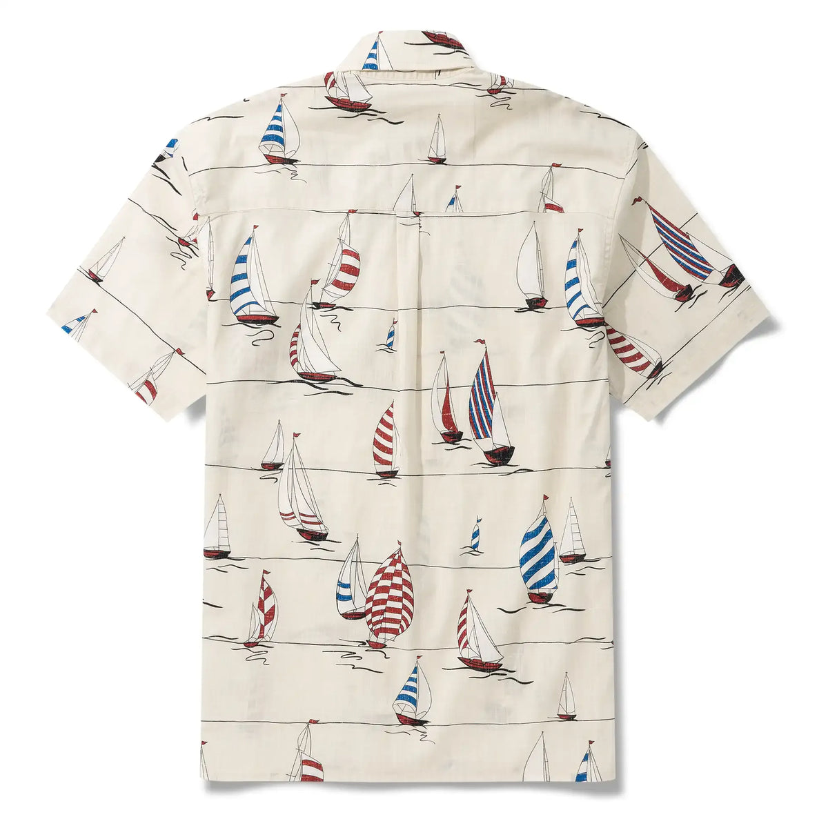 Men's Hawaiian Shirt Short Sleeve Button-down 100% Cotton Blue Aloha Sail into the Horizon By Huan huan