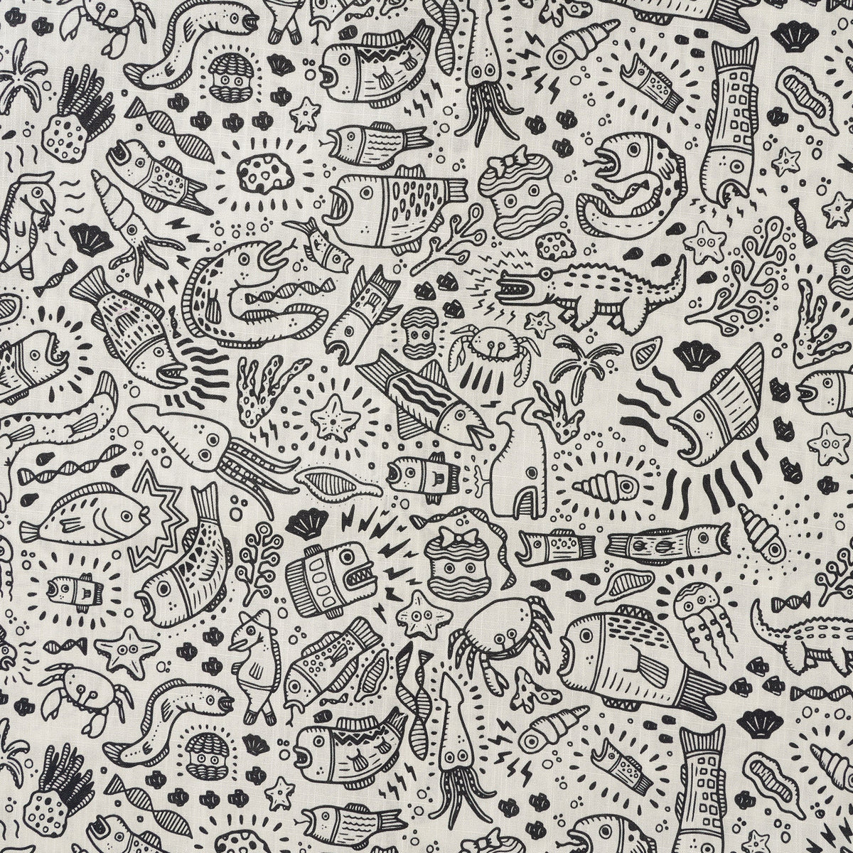 Men's Hawaiian Shirt Short Sleeve Button-down 100% Cotton Beige Aloha Undersea Party By Erwin Ong