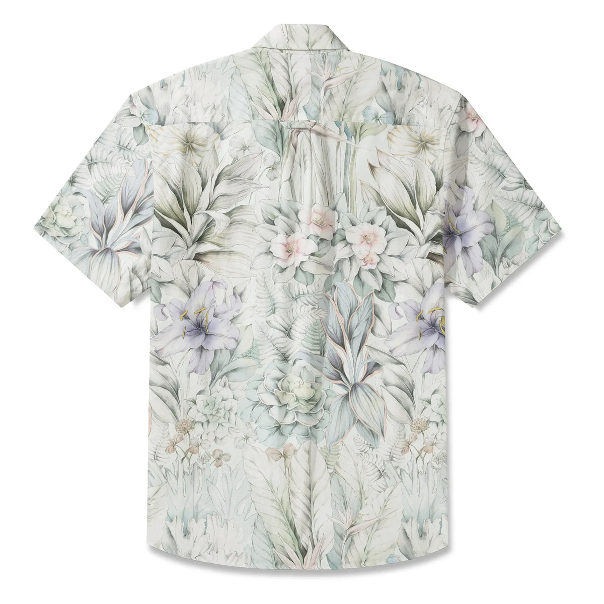 LeosWare® Men's Hawaiian Shirt Short Sleeve Button-up 100% Cotton Green Aloha Dreams Of Tranquil Plants By Huan huan