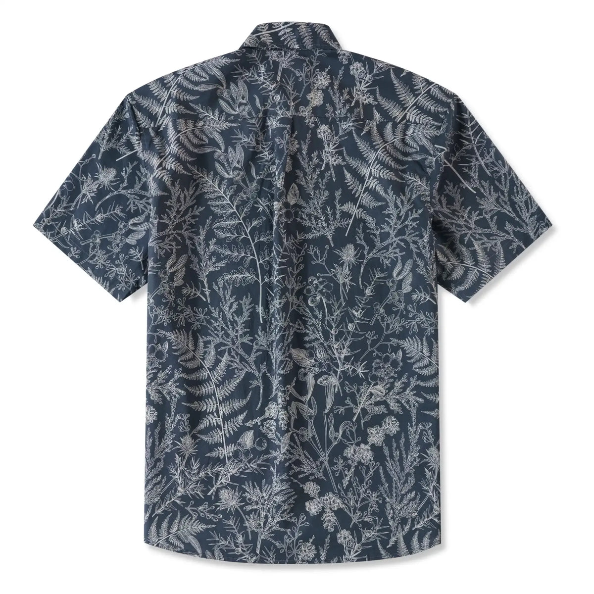 LeosWare® Men's Hawaiian Shirt Short Sleeve Button-up 100% Cotton Blue Aloha Enchanted Fern Grove Journal By Ann