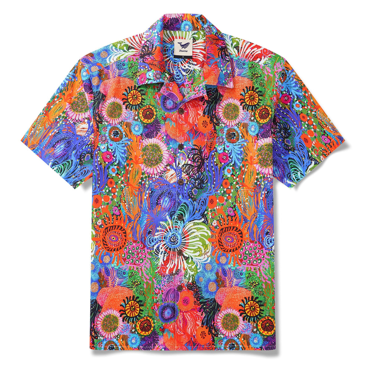 Chemise hawaïenne homme à manches courtes col camp 100 % coton Aloha algue Boho chic par DUDU