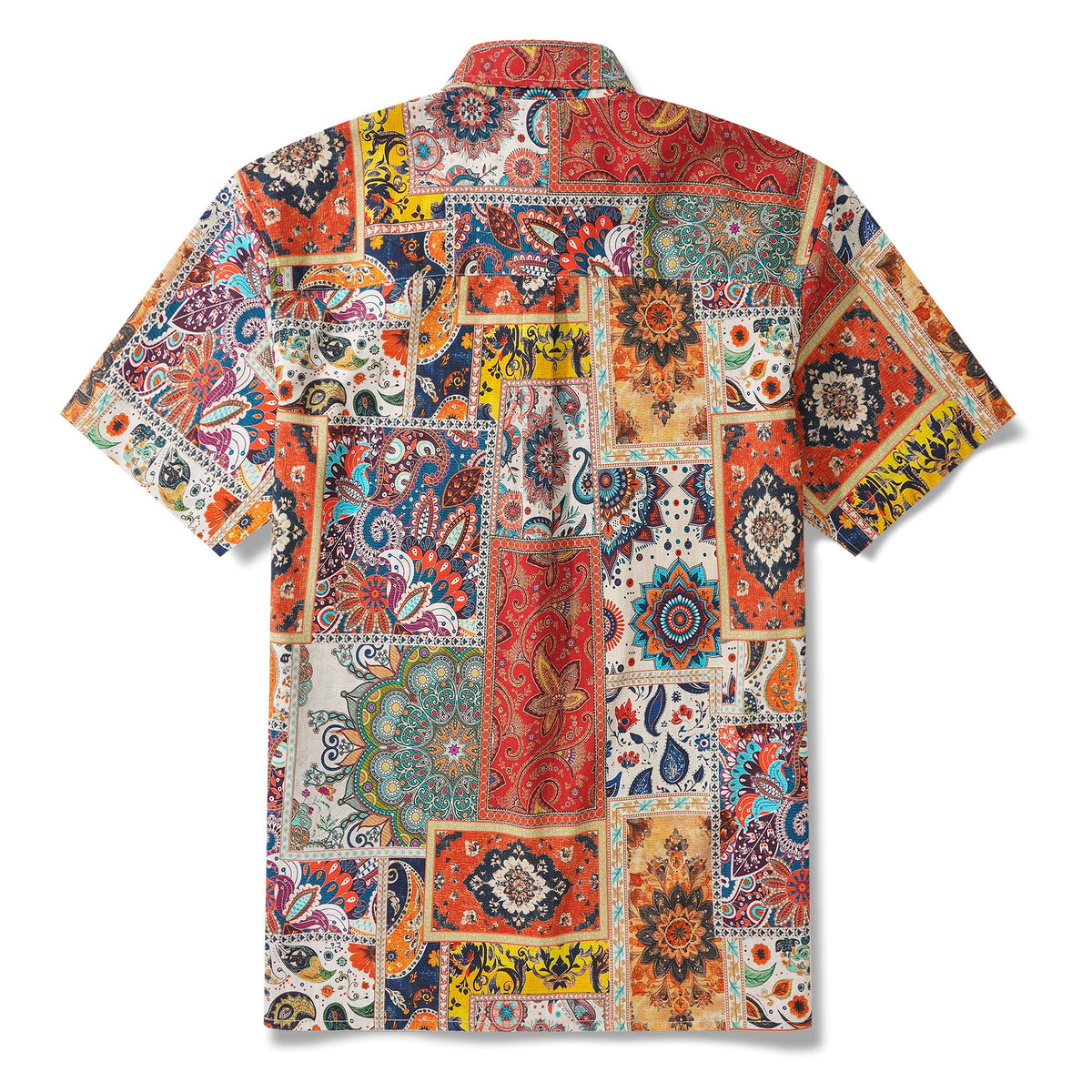 Men's Hawaiian Shirt Short Sleeve Button-down 100% Cotton Blue Aloha Vivid Edges By Yakima