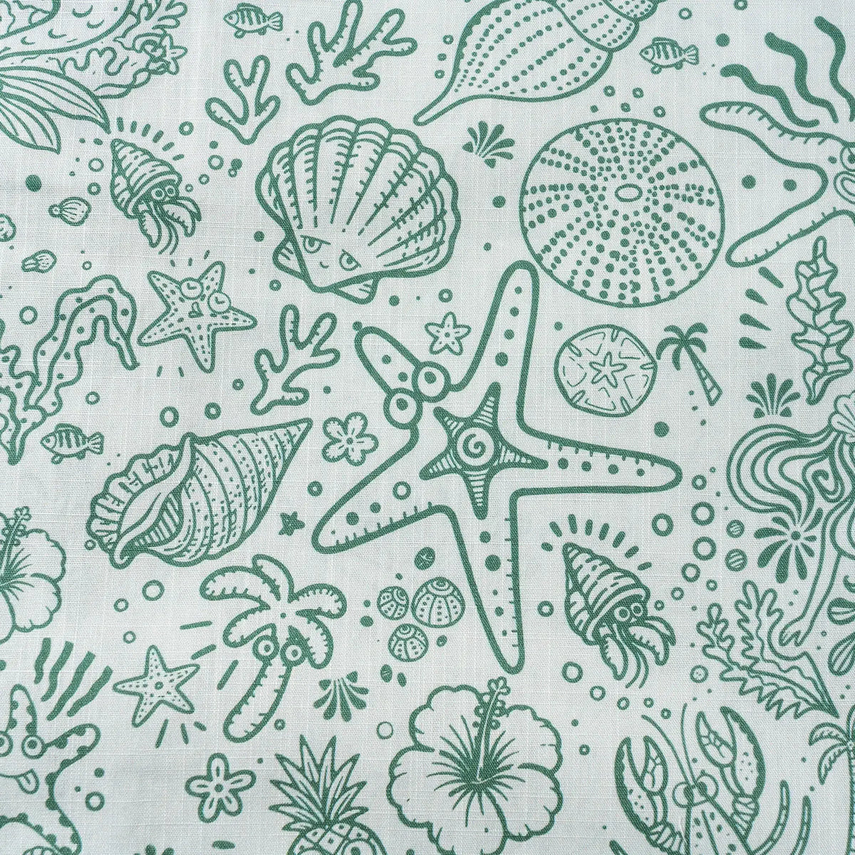 Men's Hawaiian Shirt Short Sleeve Button-down 100% Cotton Green Aloha Coastal Doodle - Sage green By Huan huan