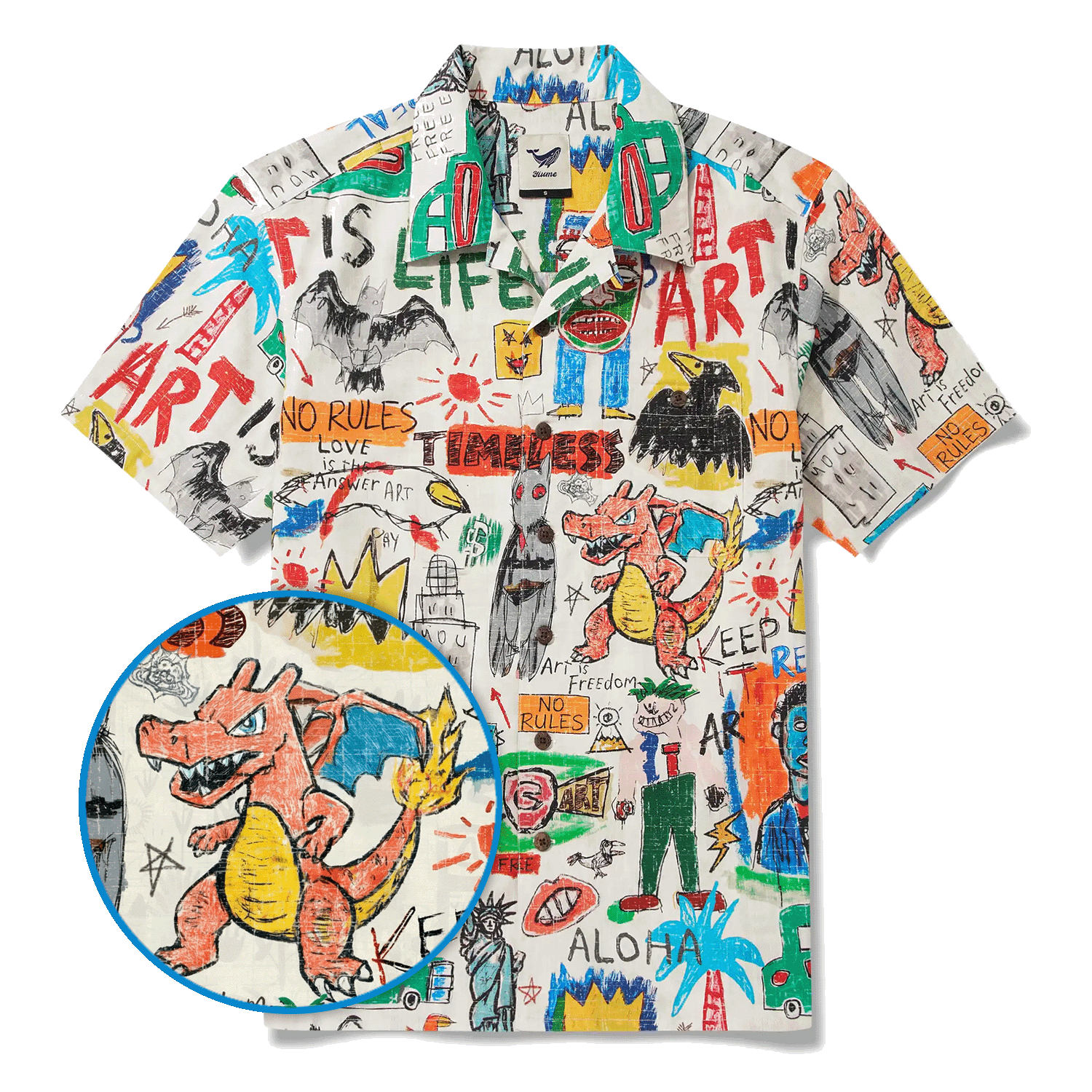 Men's Hawaiian Shirt Short Sleeve Camp Collar 100% Cotton Orange Aloha Graffiti World By Mo