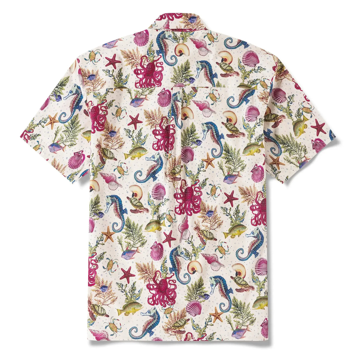 Yiume® Hawaiian Shirt For Men Shirt 100% Cotton Hawaiian Shirt Red Marine Life By Amy