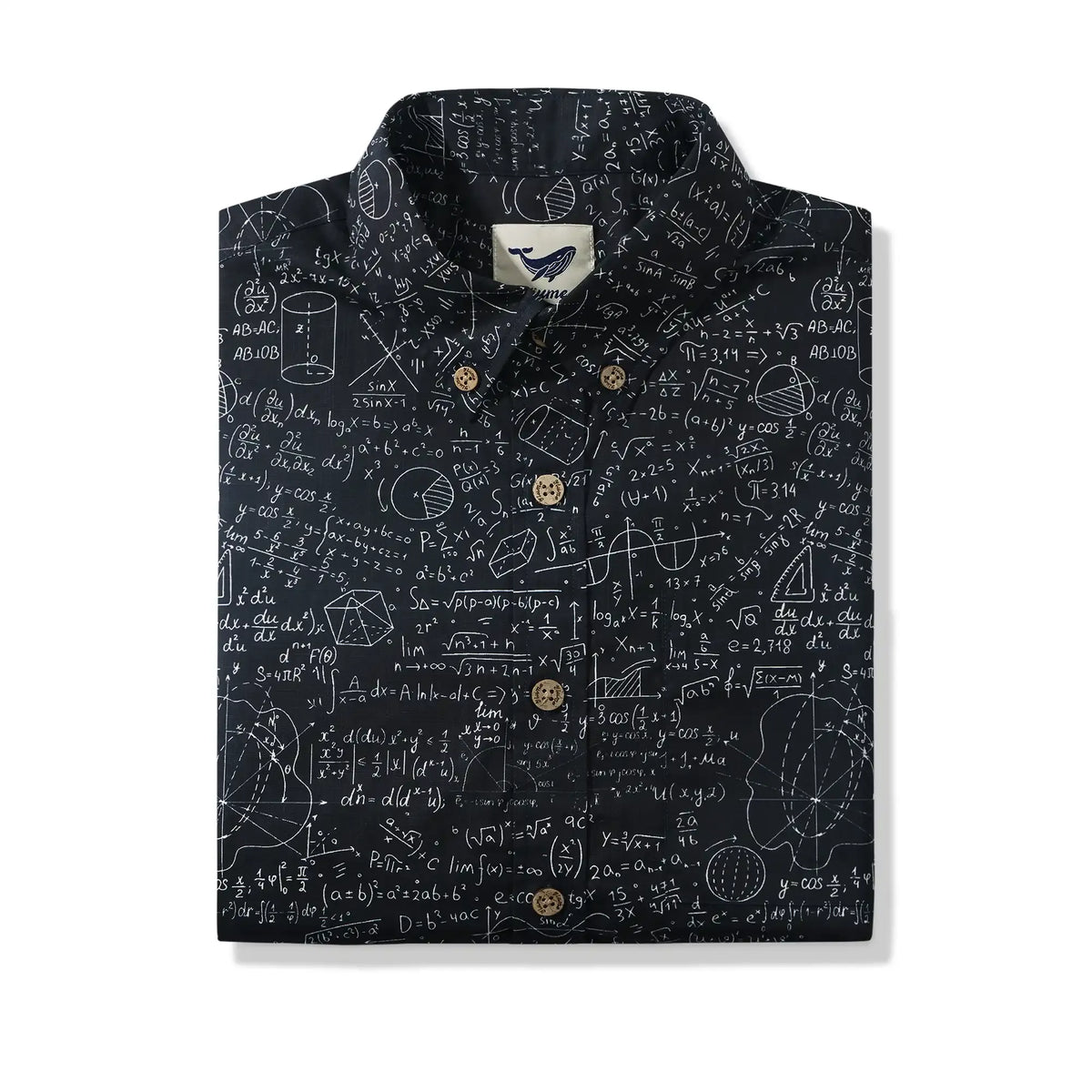 Geek Chic Men's Hawaiian Shirt Short Sleeve Button-down 100% Cotton Black Aloha The Problem Solver Math Formula Physics Equation Science Chalkboard By Yana