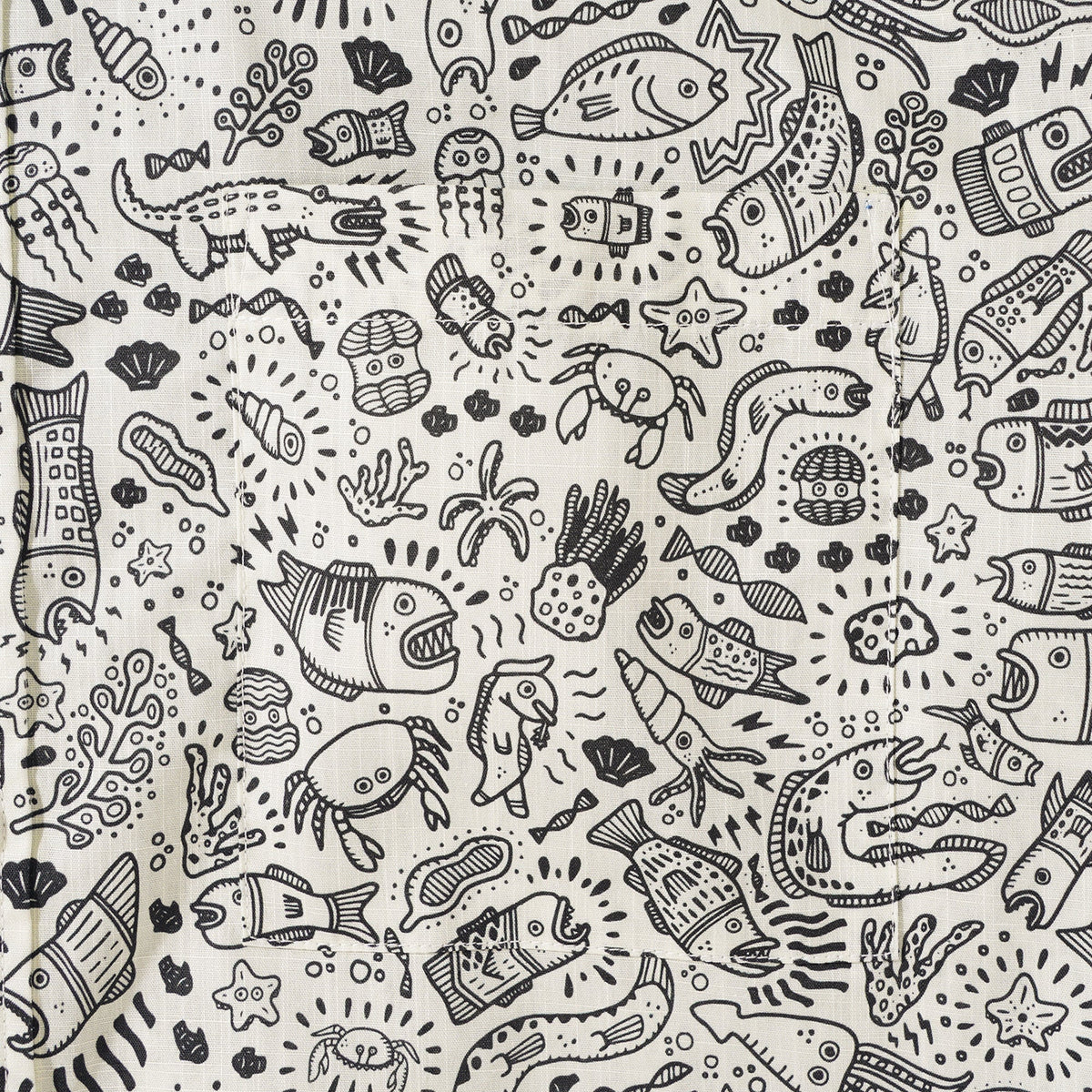 Men's Hawaiian Shirt Short Sleeve Button-down 100% Cotton Beige Aloha Undersea Party By Erwin Ong