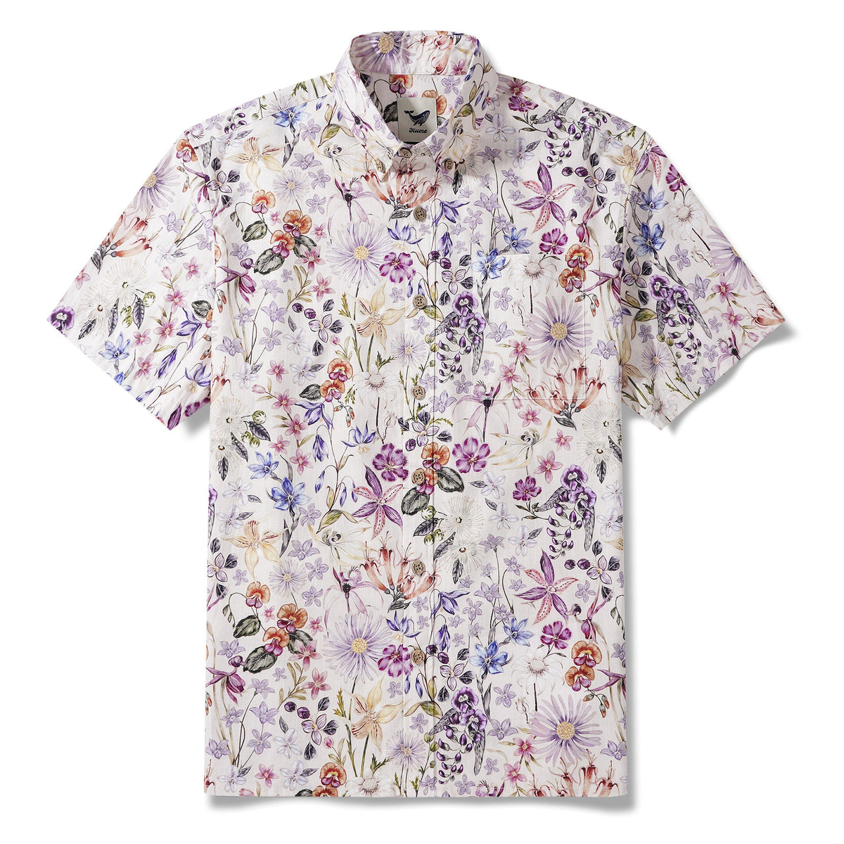 Men's Dress Shirt For Wedding Button-down Hawaiian Shirt 100% Cotton Elegant Shirt Wrinkle Free Aloha Flowers Of Romance by Eloise