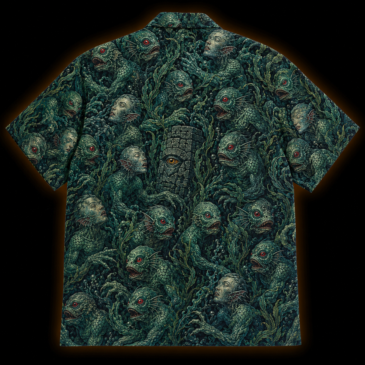 Innsmouth Tide Hawaiian Shirt — Deep Ones All-Over Print
