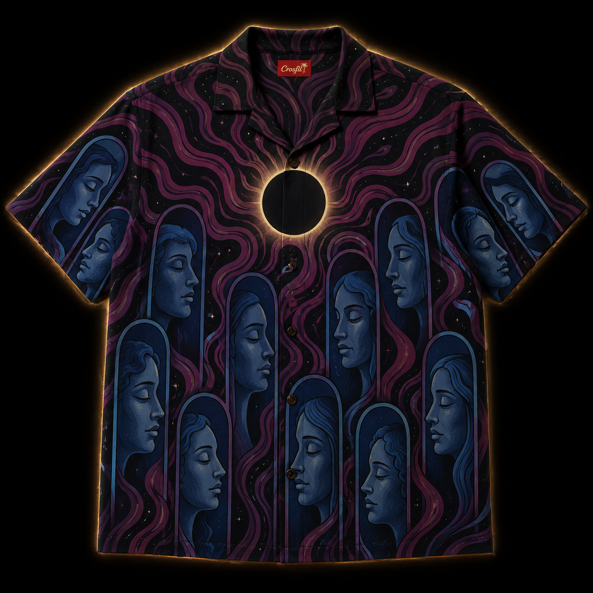 The Sleeping Choir: Eclipse — Dark Occult Faces Hawaiian Shirt