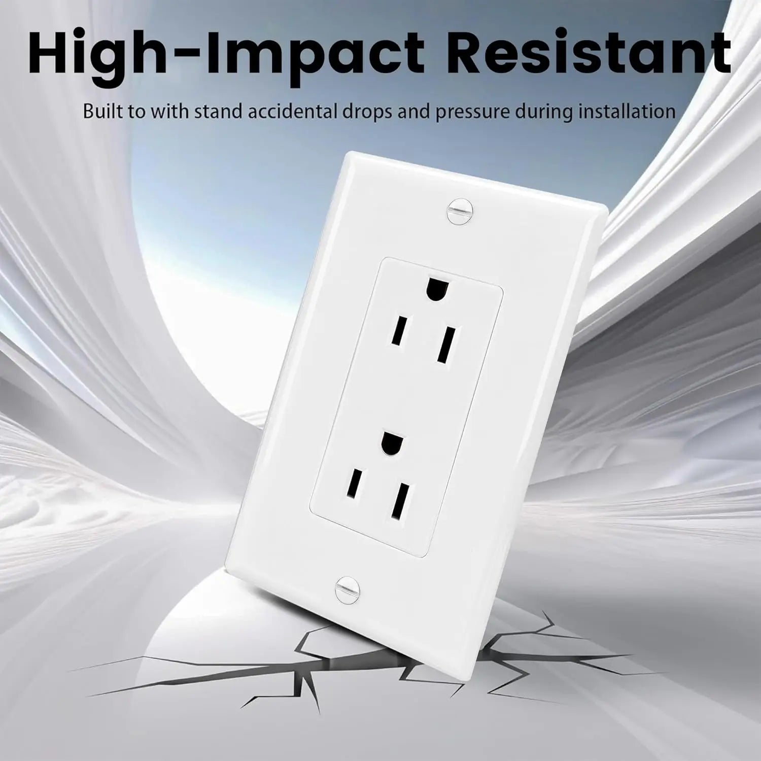 20-Pack White Electrical Outlet with Wall Plate, Self-Grounding, UL Listed, 15 Amp Non-Tamper-Resistant
