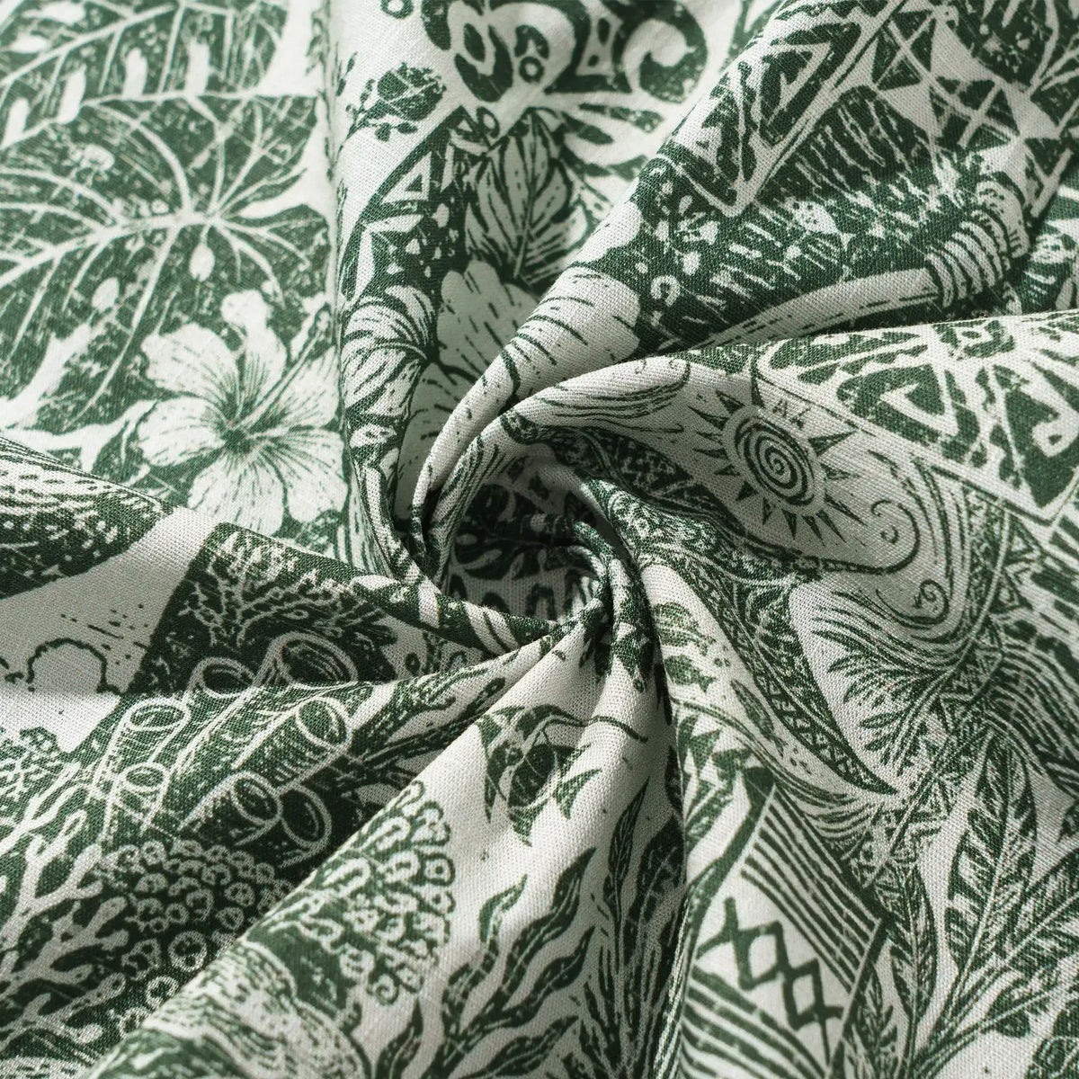 Men's Hawaiian Shirt Short Sleeve Button-down 100% Cotton Green Aloha Tiki Isle Archive - Sage green By Cigar