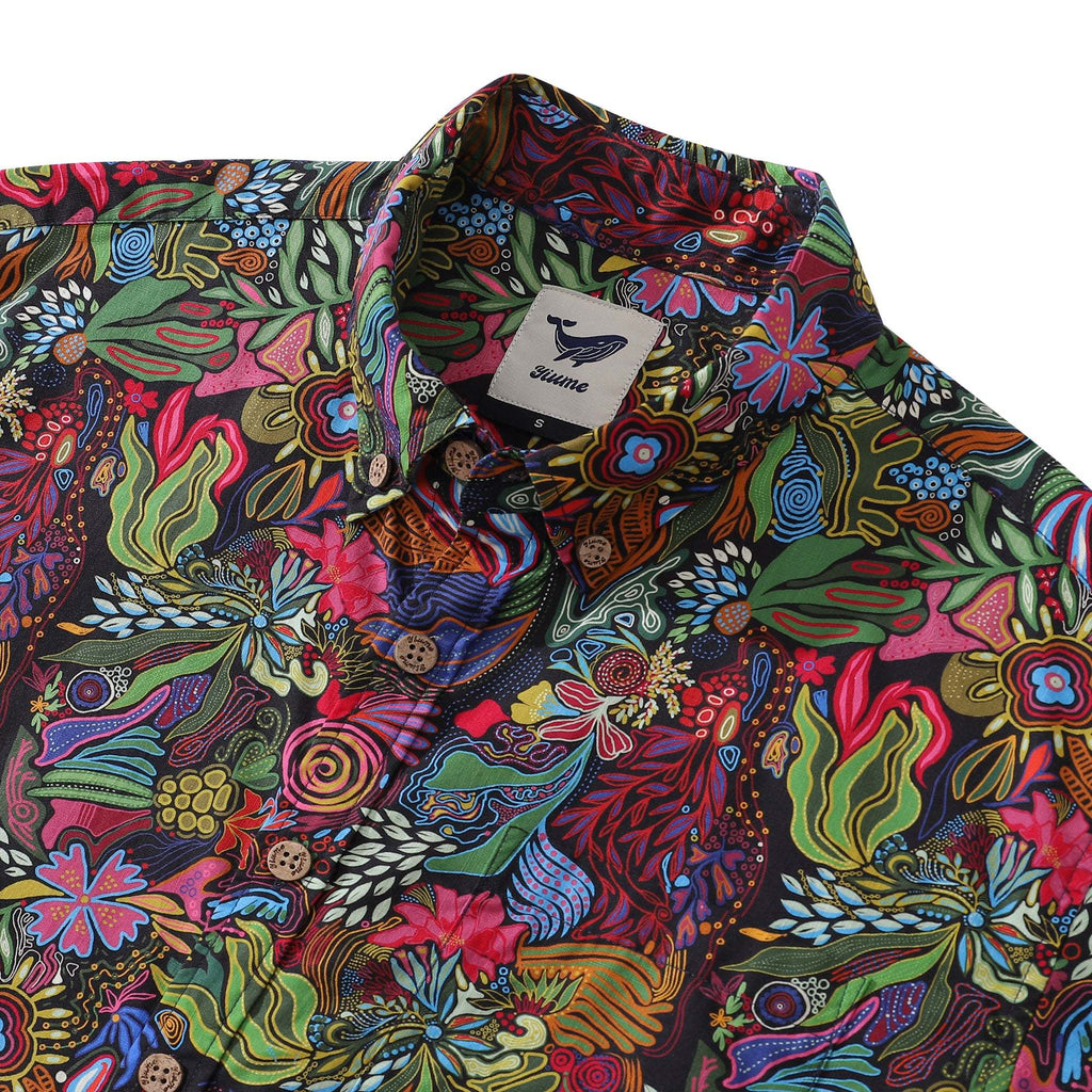 Yiume 1950s Hawaiian Shirt For Men Josephine George Plants Cotton Button-down Short Sleeve Floral Shirt Aloha Flourish By Josephine George