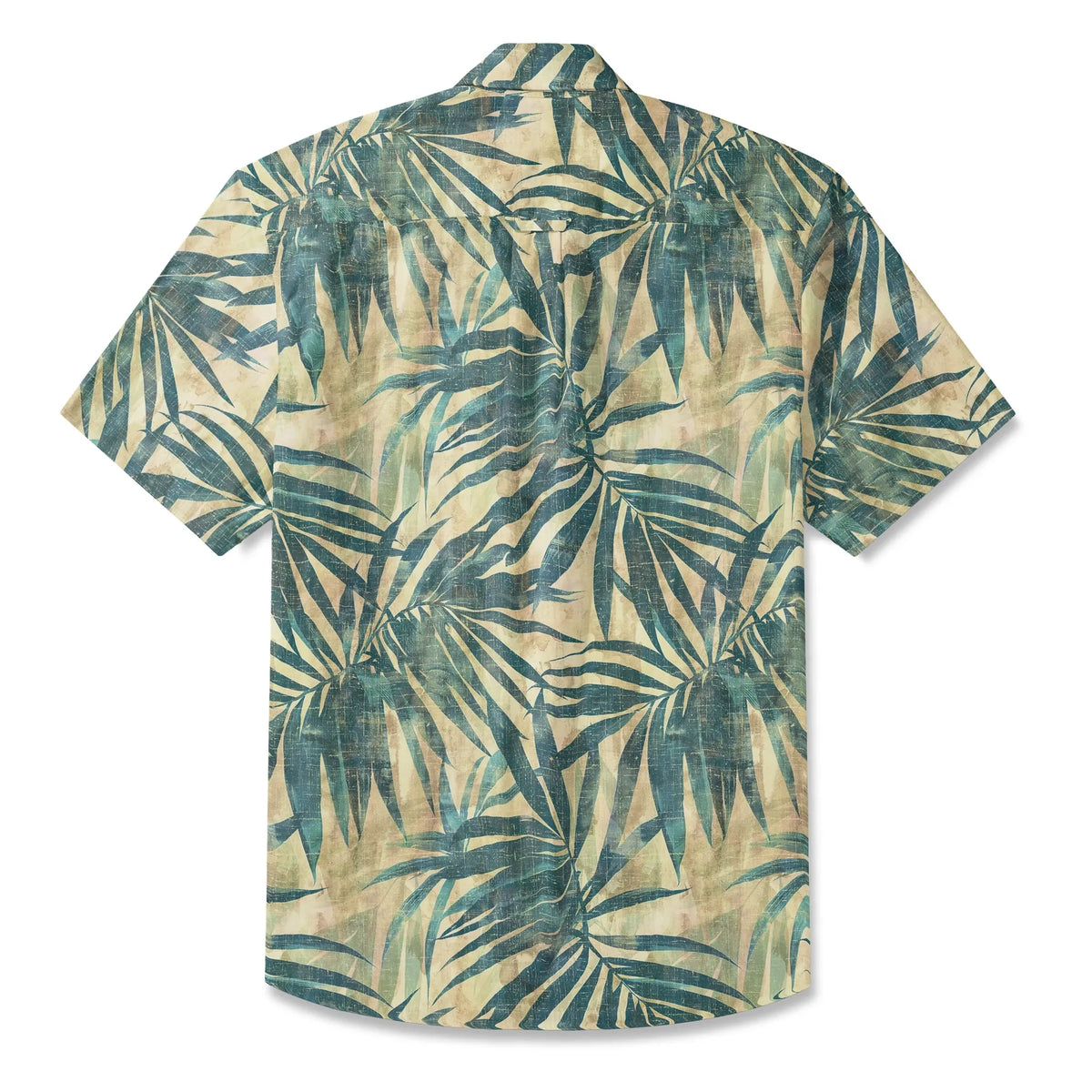 LeosWare® Men's Hawaiian Shirt Short Sleeve Button-up 100% Cotton Green Aloha Vintage Palm By Ann