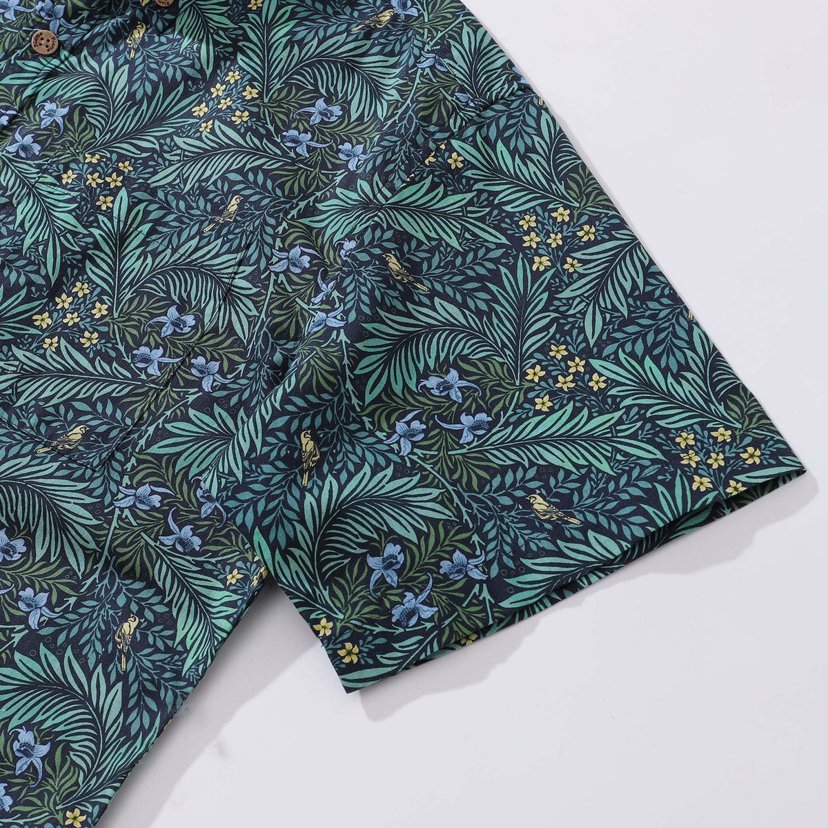 Yiume Green Tropical Hawaiian Shirt For Men Cotton Button-down Short Sleeve Vintage Aloha Shirt By Sherry