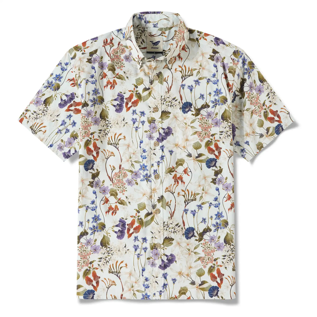 BOGO Men's Hawaiian Shirt Short Sleeve Button-down 100% Cotton Brown Aloha Australian Wildflower By Eloise