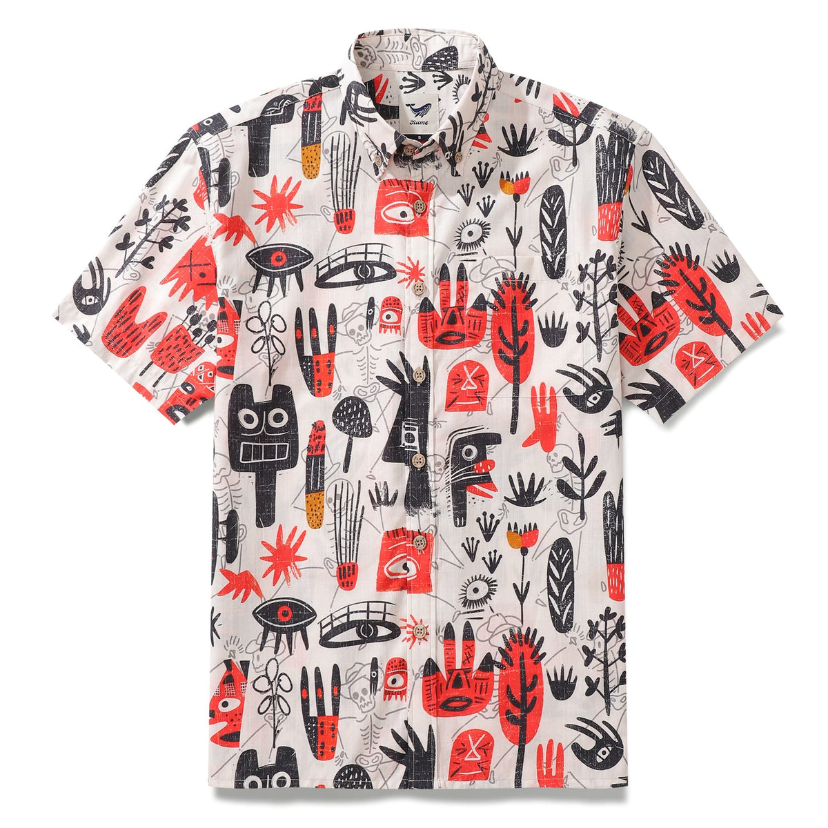 Hawaiian Shirt For Men Free Painting Button-down Shirt Short Sleeve 100% Cotton Shirt By Sun