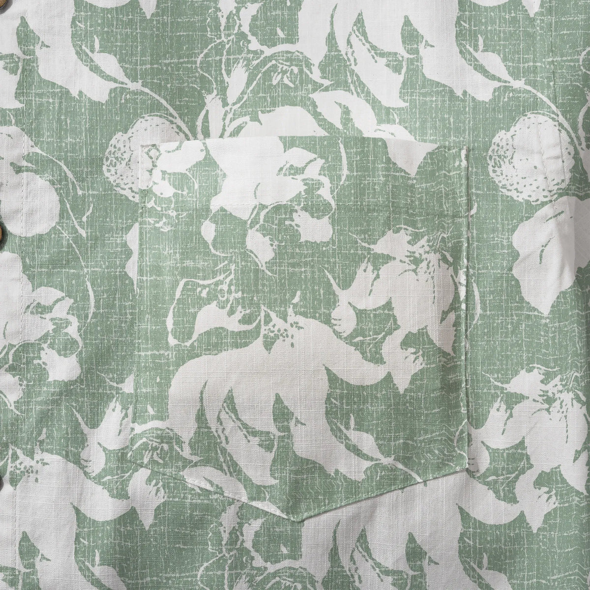 LeosWare® Flower Men's Hawaiian Shirt Short Sleeve Button-up 100% Cotton Green Aloha Verdant Memoirs By Ann