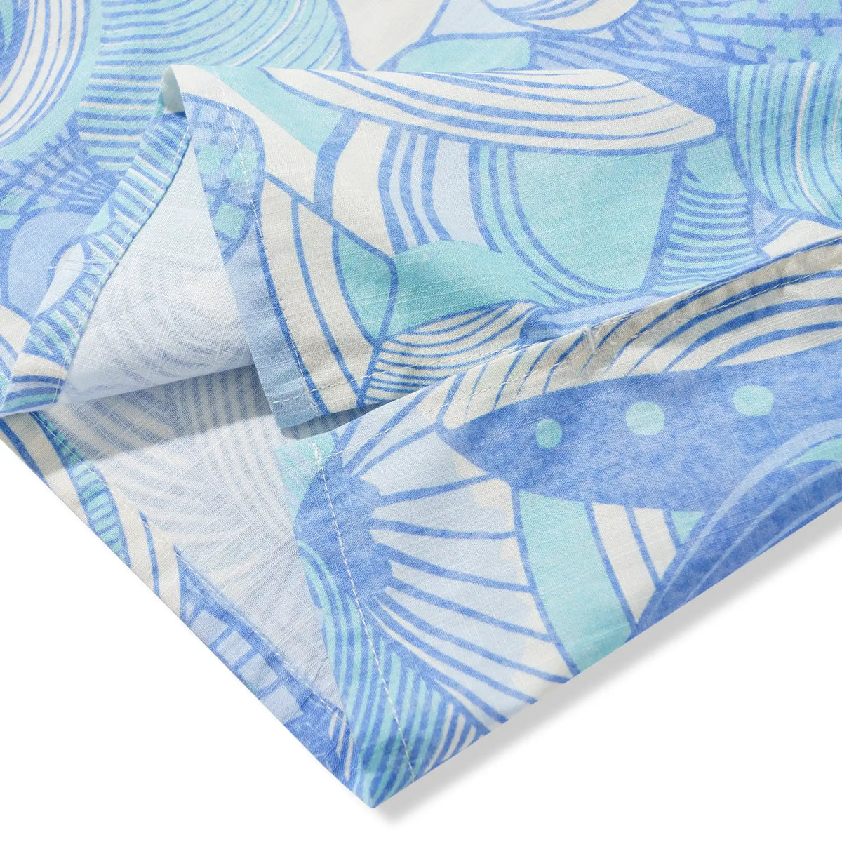 Men's Hawaiian Shirt Short Sleeve Camp Collar 100% Cotton Blue Aloha Lost In Seashells By Roochita Chachra
