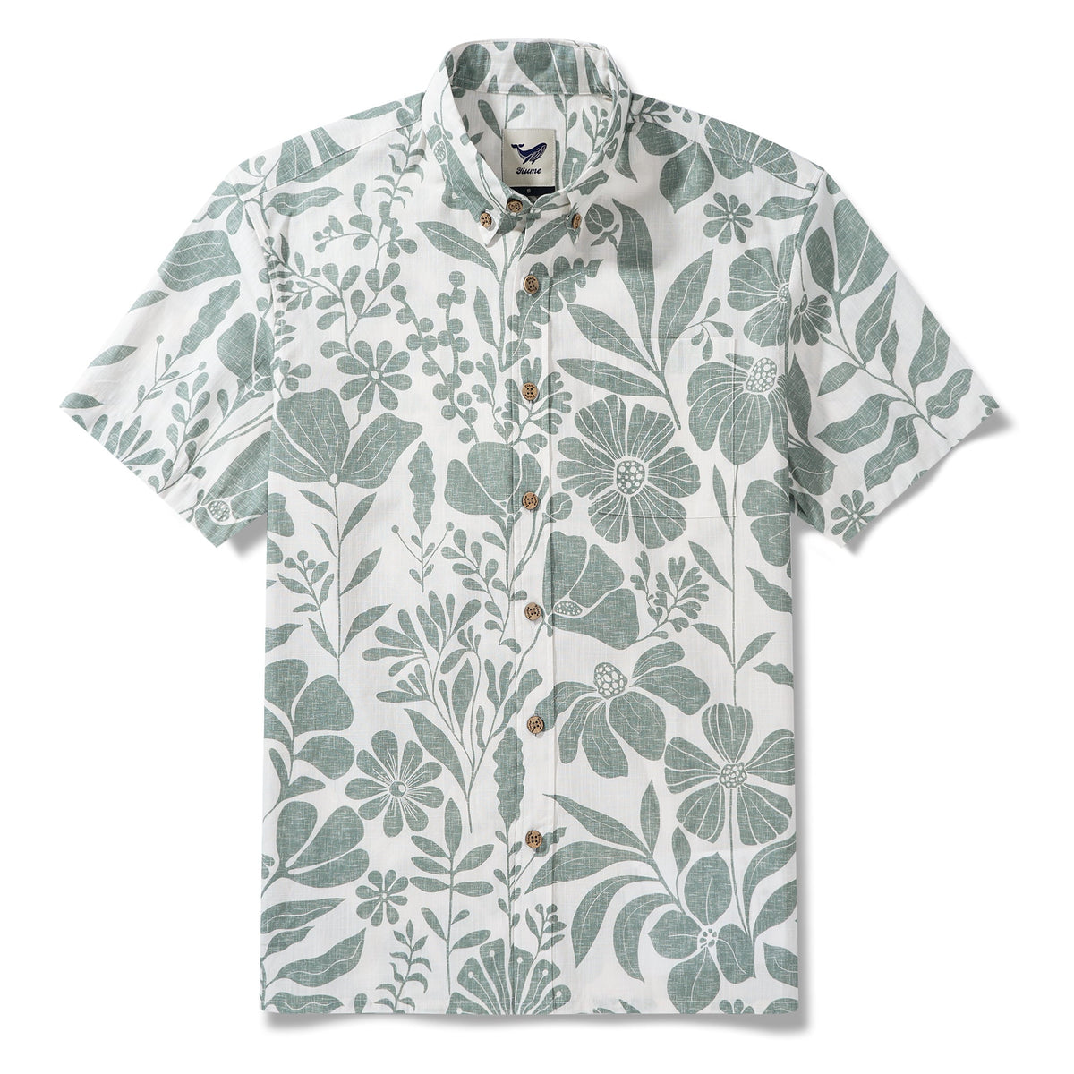 Men’s Breathable Shirt Green Floral Hawaiian Shirt – Wrinkle Free Shirt Button-Down Short Sleeve Shirt By Huan huan