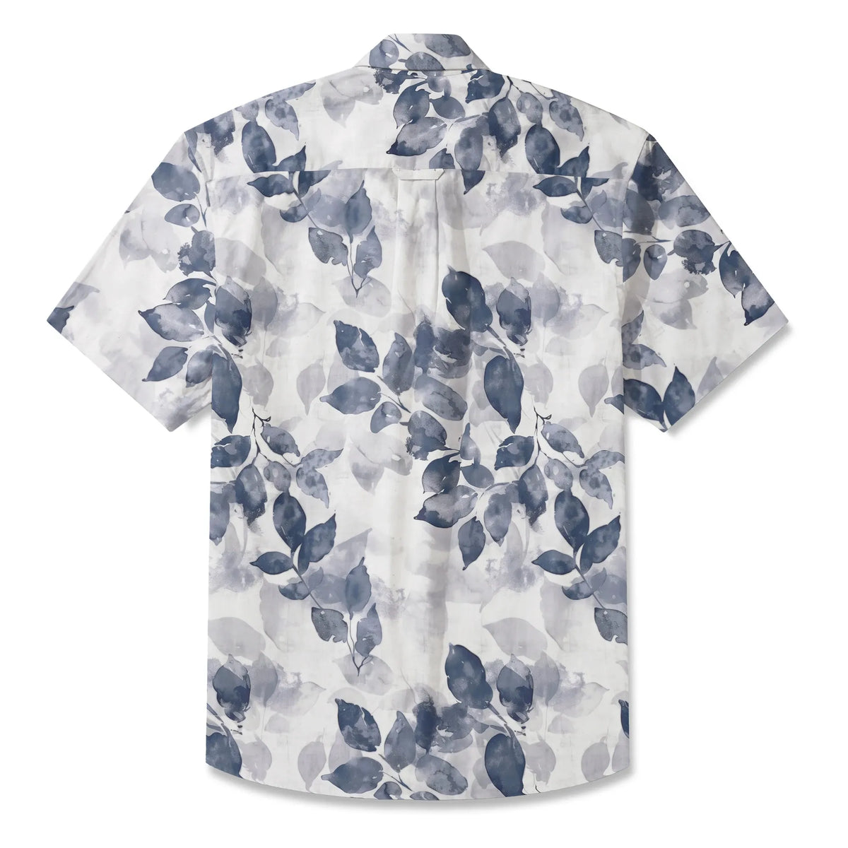 LeosWare® Men's Hawaiian Shirt Short Sleeve Button-up 100% Cotton Purple Aloha Ink Leaves And Sparse Shadows By Ann