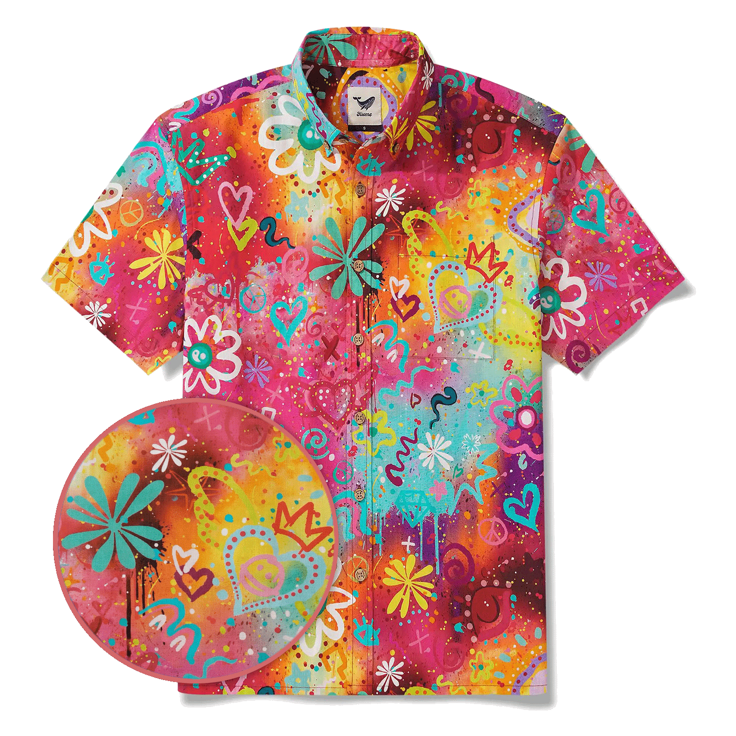 Men's Hawaiian Shirt Short Sleeve Button-down 100% Cotton Colorful Aloha Pop Art Reverie By Huan huan