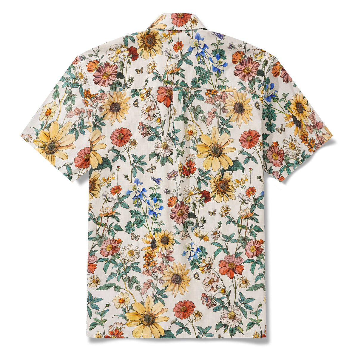 Men's Hawaiian Shirt Short Sleeve Button-down 100% Cotton Beige Aloha Floral Reverie By Zeke