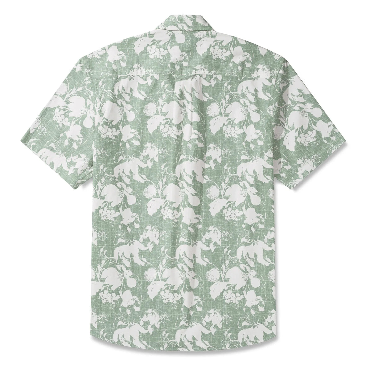 LeosWare® Flower Men's Hawaiian Shirt Short Sleeve Button-up 100% Cotton Green Aloha Verdant Memoirs By Ann
