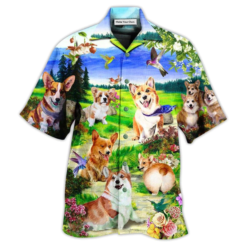 Corgi Dogs Love Blue Sky - Hawaiian Shirt