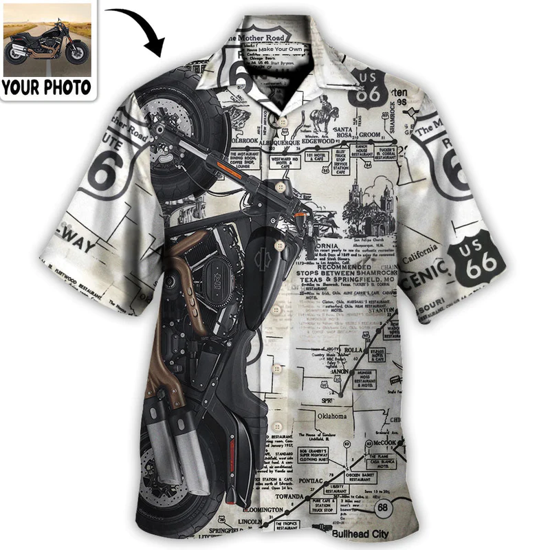 Motorcycle Biker Happy Ride No Road Is To Long Custom Photo - Hawaiian Shirt